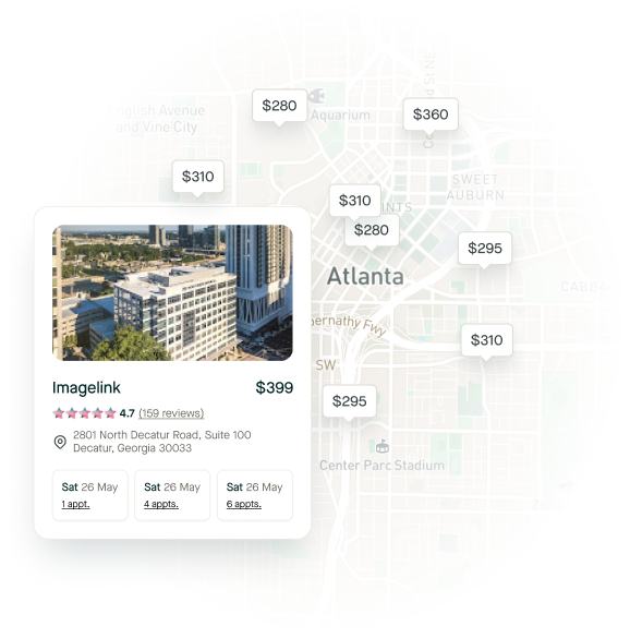 map of the various scanning locations, with a pop up showing location related information